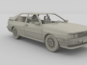 1981 audi coupe quattro with interior silver 3D Model