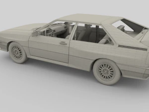 1981 audi coupe quattro with interior silver 3D Model