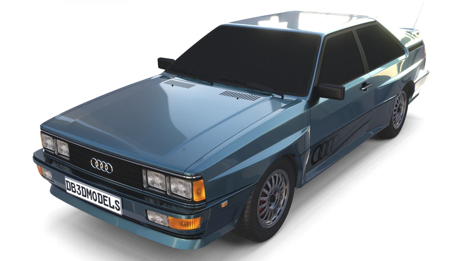 1981 audi coupe quattro dark blue 3D Model .c4d .max .obj .3ds .fbx .stl .blend 