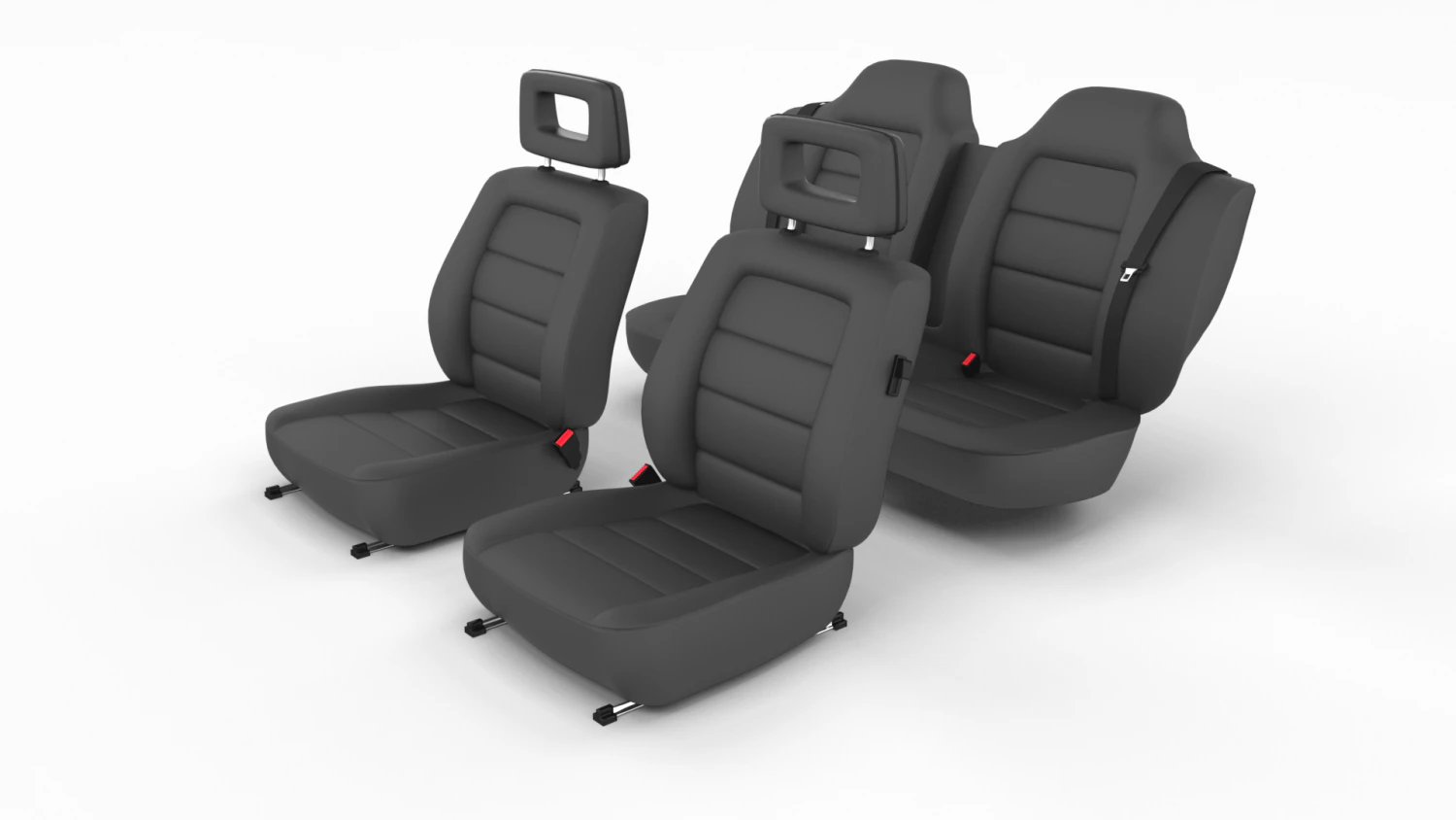 generic black leather car seats 3D Model .c4d .max .obj .3ds .fbx .stl .blend