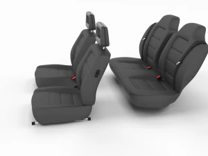generic black leather car seats 3D Model