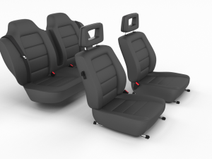 generic black leather car seats 3D Model
