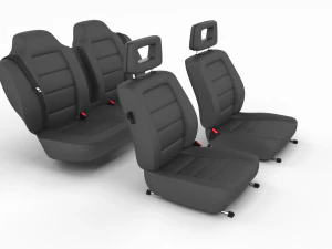 generic black leather car seats 3D Model