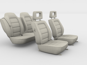 generic black leather car seats 3D Model