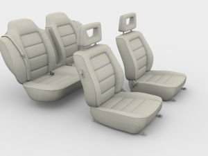 generic black leather car seats 3D Model