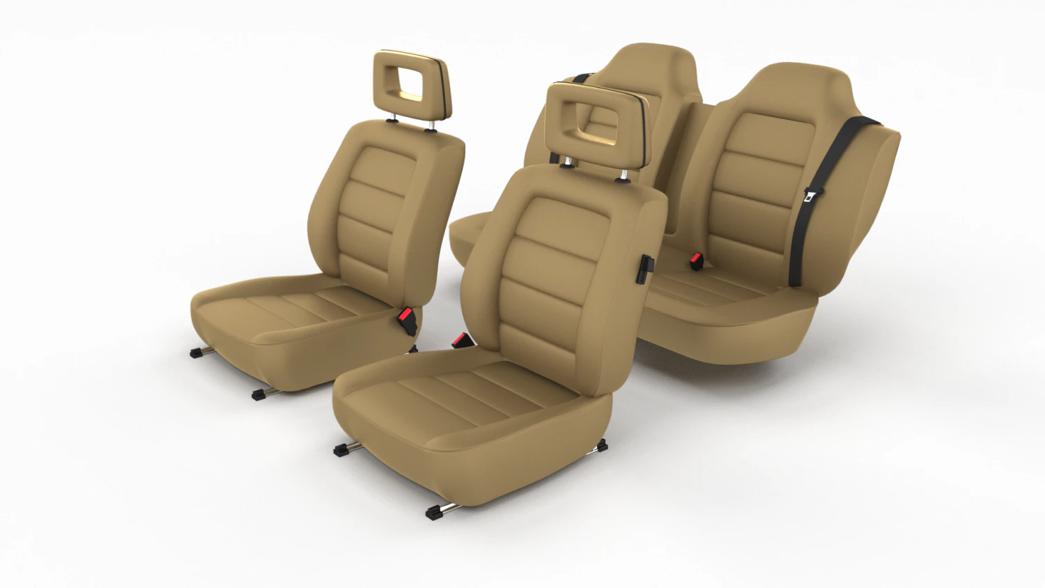 generic brown leather car seats 3D Model .c4d .max .obj .3ds .fbx .stl .blend