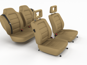 generic brown leather car seats 3D 模型