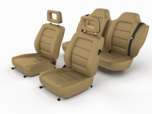 generic brown leather car seats 3D 模型