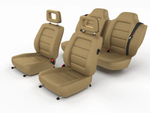 generic brown leather car seats 3D Model