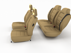 generic brown leather car seats 3D 模型