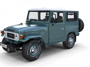 toyota land cruiser fj 40 with interior and chassis 3D Model