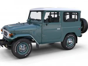 toyota land cruiser fj 40 with interior and chassis 3D Model
