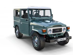 toyota land cruiser fj 40 with interior and chassis 3D Model