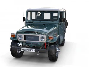 toyota land cruiser fj 40 with interior and chassis 3D Model