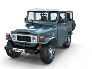 toyota land cruiser fj 40 with interior and chassis 3D Model