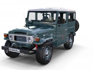 toyota land cruiser fj 40 with interior and chassis 3D 모델