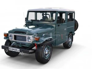 toyota land cruiser fj 40 with interior and chassis 3D Model