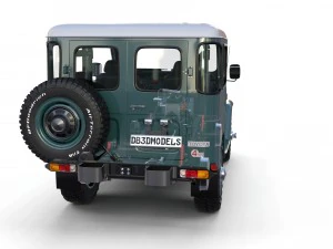 toyota land cruiser fj 40 with interior and chassis 3D Model