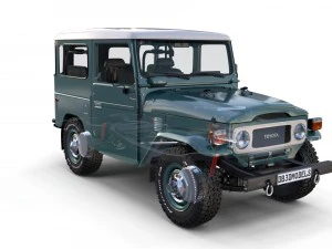 toyota land cruiser fj 40 with interior and chassis 3D Model
