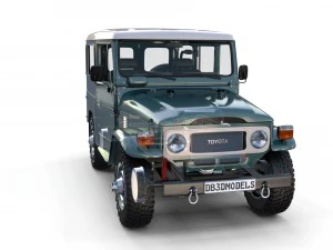 toyota land cruiser fj 40 with interior and chassis 3D Model