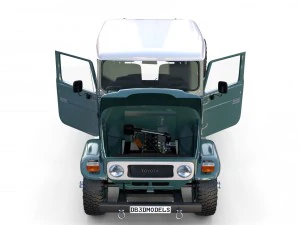 toyota land cruiser fj 40 with interior and chassis 3D Model