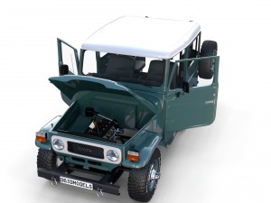 toyota land cruiser fj 40 with interior and chassis 3D 모델