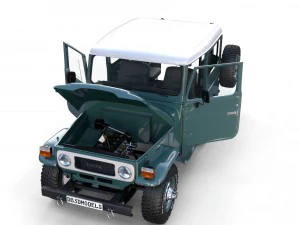 toyota land cruiser fj 40 with interior and chassis 3D Model