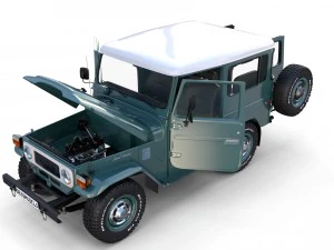 toyota land cruiser fj 40 with interior and chassis 3D Model