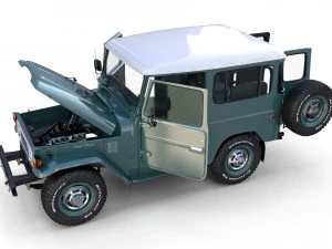 toyota land cruiser fj 40 with interior and chassis 3D Model
