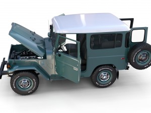 toyota land cruiser fj 40 with interior and chassis 3D 모델