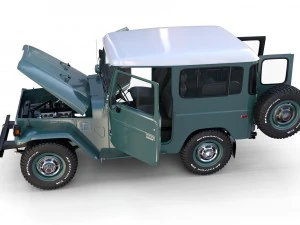 toyota land cruiser fj 40 with interior and chassis 3D Model