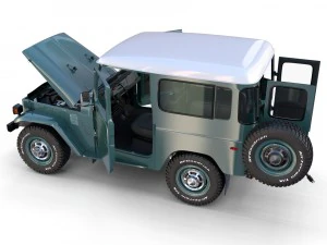 toyota land cruiser fj 40 with interior and chassis 3D Model