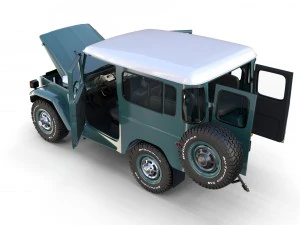 toyota land cruiser fj 40 with interior and chassis 3D Model
