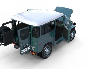 toyota land cruiser fj 40 with interior and chassis 3D Model