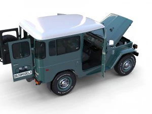 toyota land cruiser fj 40 with interior and chassis 3D Model