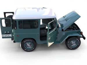toyota land cruiser fj 40 with interior and chassis 3D Model