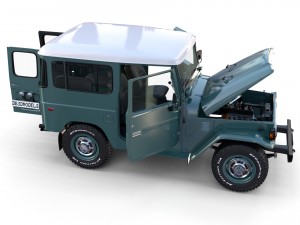 toyota land cruiser fj 40 with interior and chassis 3D 모델