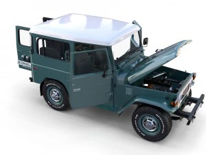 toyota land cruiser fj 40 with interior and chassis 3D Model
