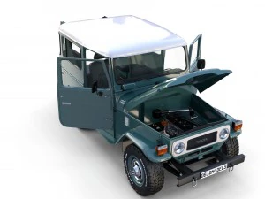 toyota land cruiser fj 40 with interior and chassis 3D Model