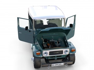 toyota land cruiser fj 40 with interior and chassis 3D 모델