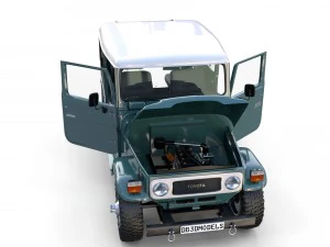 toyota land cruiser fj 40 with interior and chassis 3D Model
