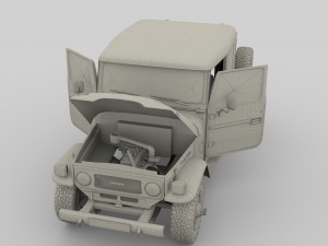 toyota land cruiser fj 40 with interior and chassis 3D 모델