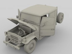 toyota land cruiser fj 40 with interior and chassis 3D Model