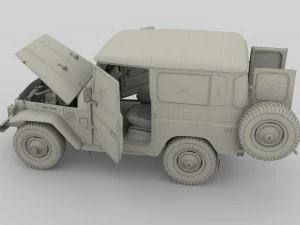 toyota land cruiser fj 40 with interior and chassis 3D Model