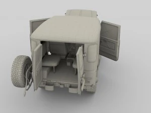 toyota land cruiser fj 40 with interior and chassis 3D Model