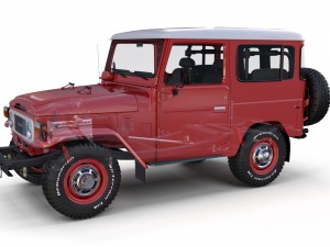 toyota land cruiser fj 40 red with interior and chassis 3D Model