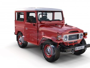 toyota land cruiser fj 40 red with interior and chassis 3D Model