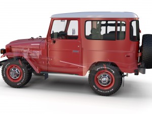 toyota land cruiser fj 40 red with interior and chassis 3D Model