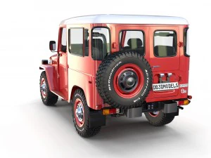 toyota land cruiser fj 40 red with interior and chassis 3D Model