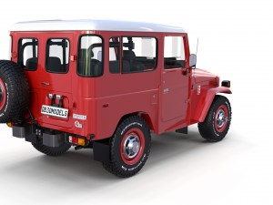 toyota land cruiser fj 40 red with interior and chassis 3D Model